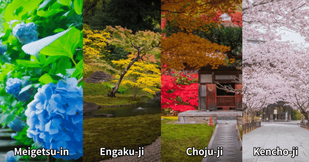 Beautiful landscape of a traditional Zen temple garden in Kita-Kamakura.