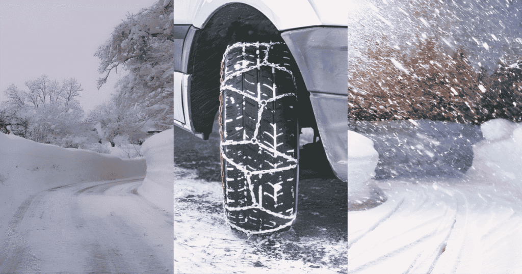 A road showcasing winter driving conditions