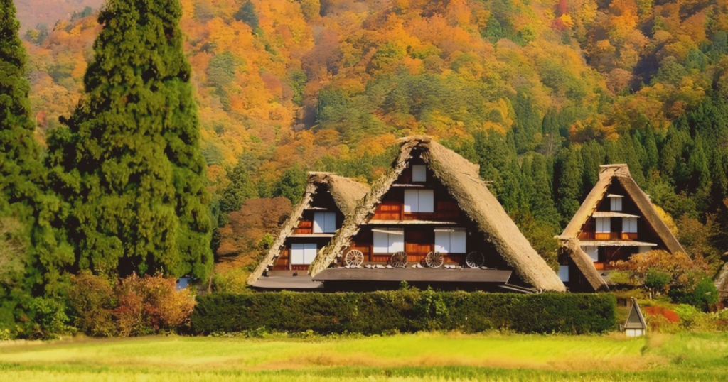 Autumn colors in the World Heritage village of Shirakawa-go