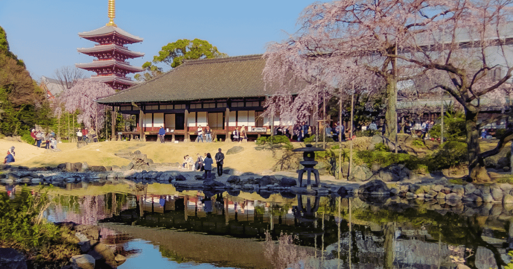 Japanese garden at Dempo-in, Sensoji Temple, during its special public opening.